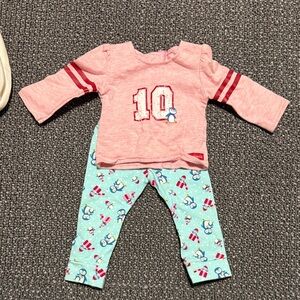American Girl Pink Top and Blue Pants Set